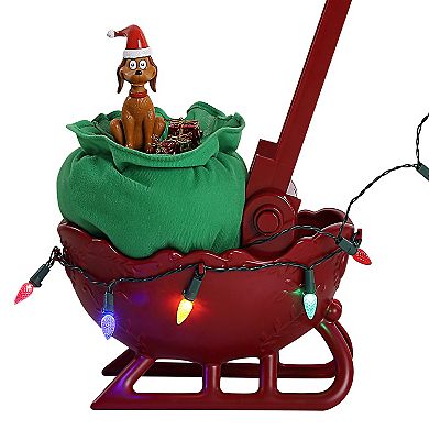 Mr Christmas Grinch's Animated Utility Sleigh 34.5 Inches Floor Decor