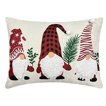 Gnome Decorative Throw Pillow with Holiday Design and Textured Accents
