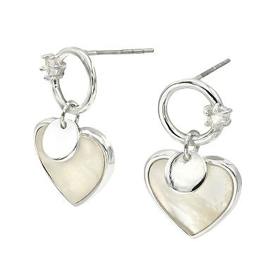 City Luxe Silver Tone Mother of Pearl Heart Earrings