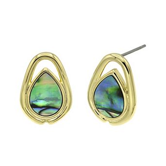 City Luxe Gold Tone Abalone Earrings