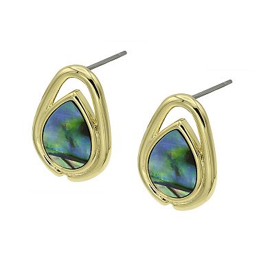 City Luxe Gold Tone Abalone Earrings