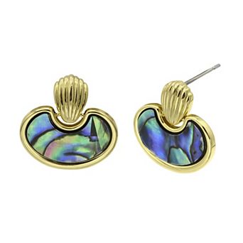 City Luxe Gold Tone Abalone Stud Earrings