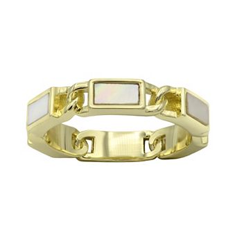 City Luxe Gold Tone Mother-of-Pearl Ring