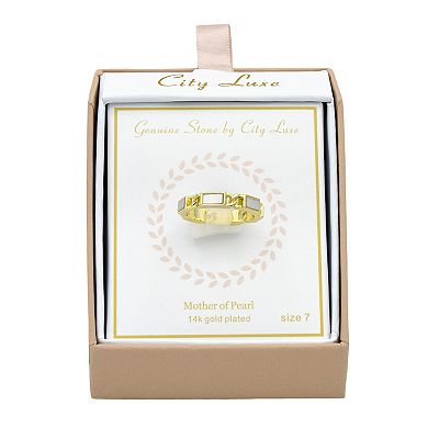 City Luxe Gold Tone Mother-of-Pearl Ring