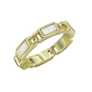 City Luxe Gold Tone Mother-of-Pearl Ring