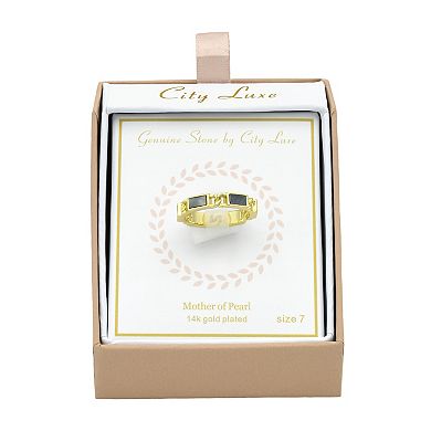 City Luxe Gold Tone Mother Of Pearl Ring