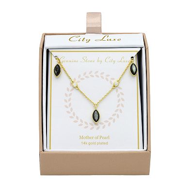 City Luxe Gold Tone Mother of Pearl Necklace