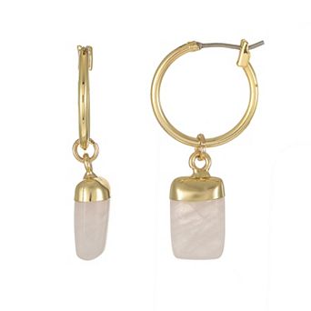 City Luxe Gold Tone Rose Quartz Earring