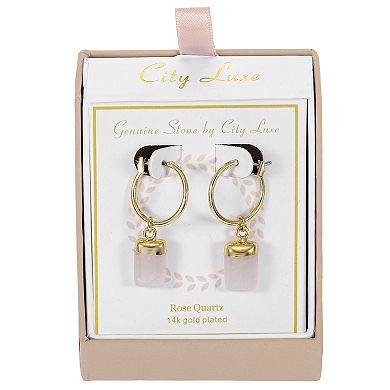 City Luxe Gold Tone Rose Quartz Earring