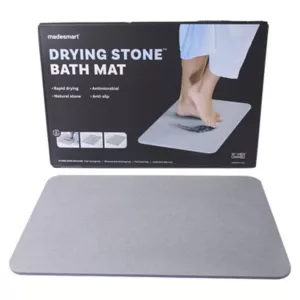 Madesmart Anti-Slip Rapid Drying Natural Stone Bath Mat, Natural Gray