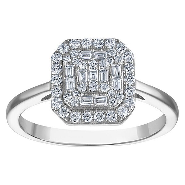NaturaLux™ Sterling Silver 3/8 Carat T.W. Lab-Grown Diamond Ring