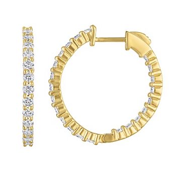 NaturaLux™ 14k Gold Over Sterling Silver 2 Carat T.W. Lab-Grown Diamond Hoop Earrings