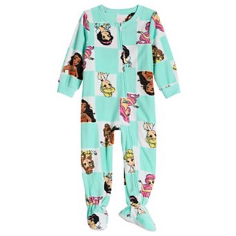 Toddler Girl Disney Princess Checker Footed Pajama
