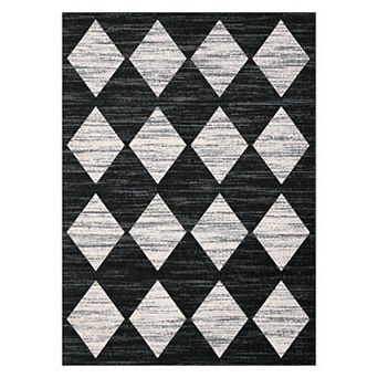 Garvee Machine Washable Geometric Area Rug Non Slip Bordered Carpet for Living Room Bedroom