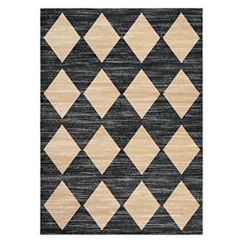 Garvee Machine Washable Geometric Area Rug Non Slip Bordered Carpet for Living Room Bedroom