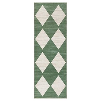 Garvee Machine Washable Geometric Area Rug Non Slip Bordered Carpet for Living Room Bedroom