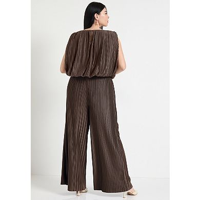 June + Vie Women's Plus Size Plisse Dolman-Sleeve Cropped Top