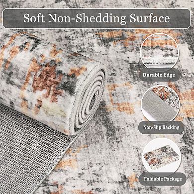 Garvee Machine Washable Modern Abstract Printed Area Rug Non Slip Throw Carpet for Home