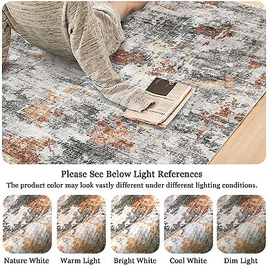 Garvee Machine Washable Modern Abstract Printed Area Rug Non Slip Throw Carpet for Home