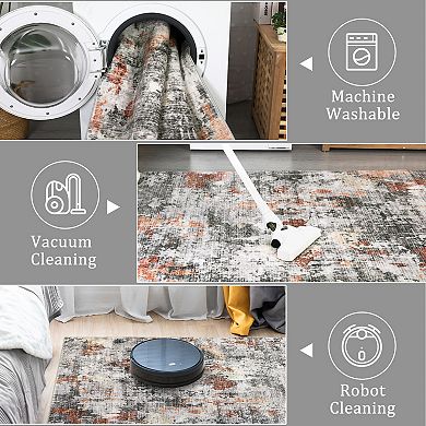 Garvee Machine Washable Modern Abstract Printed Area Rug Non Slip Throw Carpet for Home