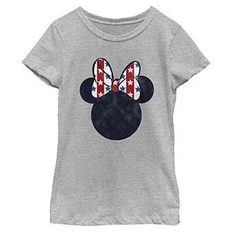 Disney's Minnie Mouse Stars And Stripes Bow Americana Girls 7-16 Graphic Tee