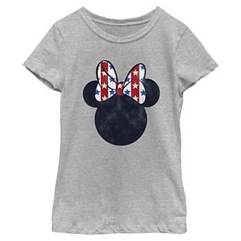Disney's Minnie Mouse Stars And Stripes Bow Americana Girls 7-16 Graphic Tee