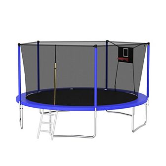 14FT Trampoline for Kids and Adults with Net, Outdoor Recreational Trampolines for Family