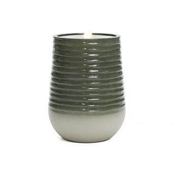 LuxenHome Emerald Ribbed Top with Ivory Bottom 19.88" Tall Resin Fountain with Lights