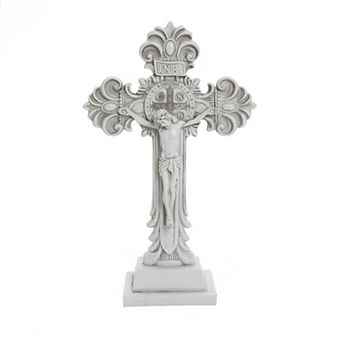 LuxenHome Off White Polyresin Holy Cross Jesus Crucifix 1.6-Feet Tall Statue