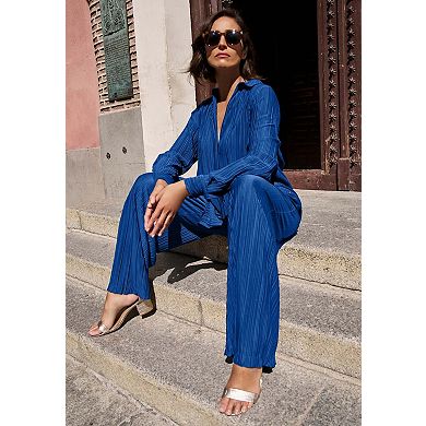 Jessica London Women's Plus Size Plisse Wide-Leg Trouser