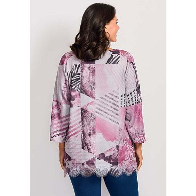 Avenue Women's Plus Size Lace Hem Top