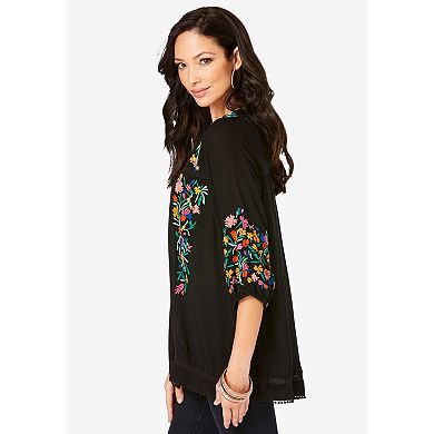 Roaman's Women's Plus Size Boho Floral Tunic