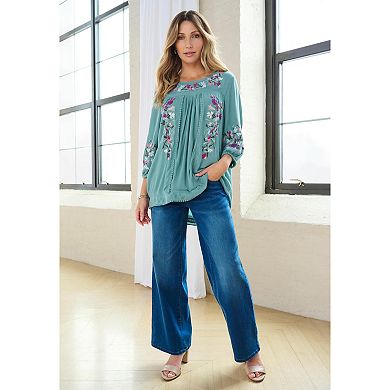 Roaman's Women's Plus Size Boho Floral Tunic