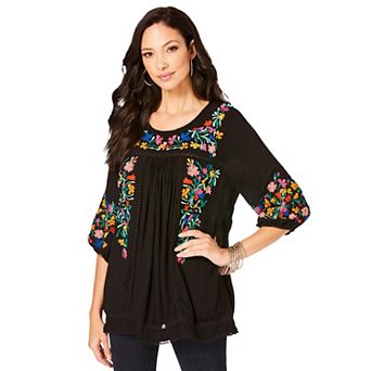 Roaman's Women's Plus Size Boho Floral Tunic