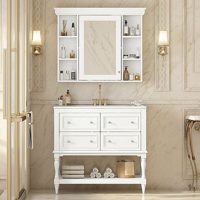 Merax 36'' Bathroom Vanity with Medicine Cabinet, Modern Mirror Cabinet
