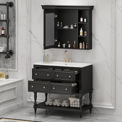 Merax 36'' Bathroom Vanity with Medicine Cabinet, Modern Mirror Cabinet