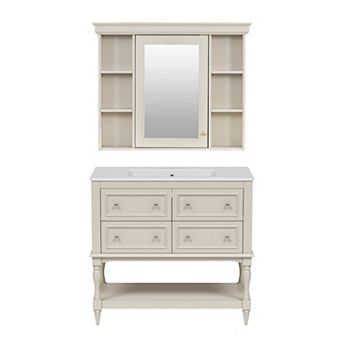 Merax 36'' Bathroom Vanity with Medicine Cabinet, Modern Mirror Cabinet