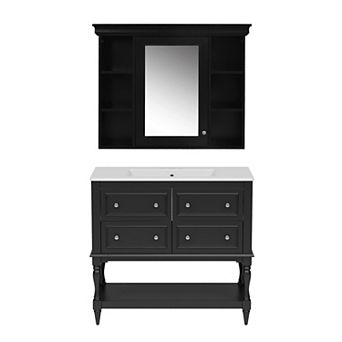 Merax 36'' Bathroom Vanity with Medicine Cabinet, Modern Mirror Cabinet