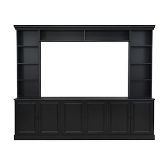 Merax 97.4"W Elegant 4 pc Wall Unit Entertainment Center with Bookshelf for TVs Up to 70"