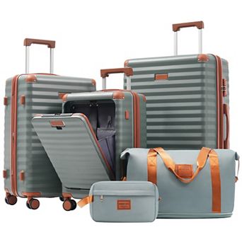 Merax 5 pc Hardside Luggage Set with Spinner Wheels, TSA Lock, USB Port