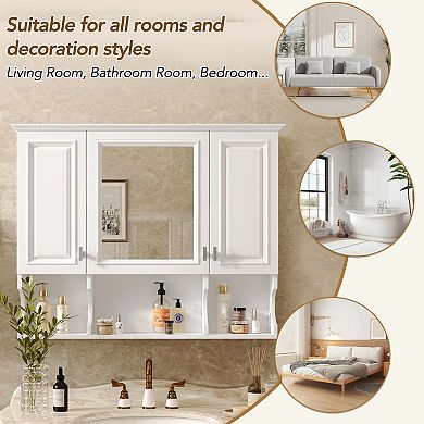 Merax Wall Mounted Bathroom Medicine Cabinet, Modern Bathroom Wall Cabinet with Mirror