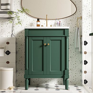 Merax 24'' Bathroom Vanity with Top Sink, 2-Tier Modern Bathroom Storage Cabinet