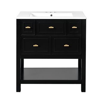 Merax 30'' Bathroom Vanity with Ceramic Sink Combo, Free Standing Single Vanity Set