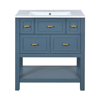 Merax 30'' Bathroom Vanity with Ceramic Sink Combo, Free Standing Single Vanity Set