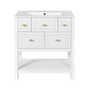 Merax 30'' Bathroom Vanity with Ceramic Sink Combo, Free Standing Single Vanity Set