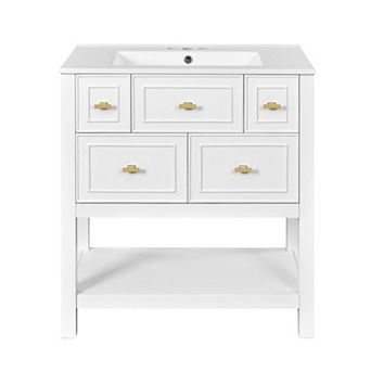 Merax 30'' Bathroom Vanity with Ceramic Sink Combo, Free Standing Single Vanity Set