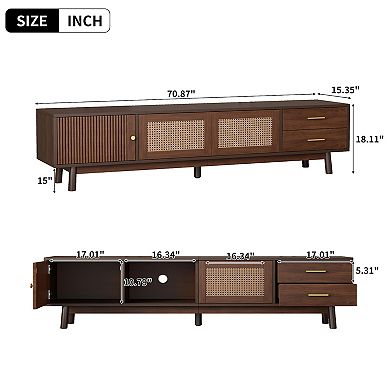 Merax Mid Century Modern TV Stand for 80" TVs, Entertainment Center