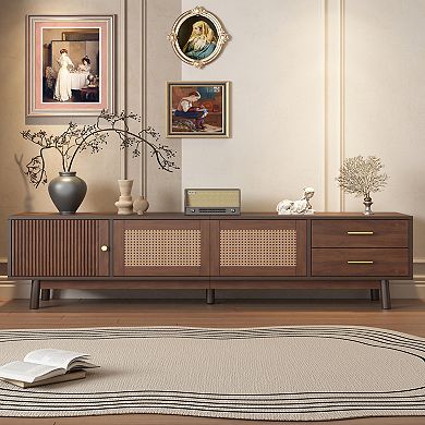 Merax Mid Century Modern TV Stand for 80" TVs, Entertainment Center