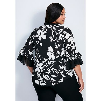Avenue Women's Plus Size Cassie Frill Shirt