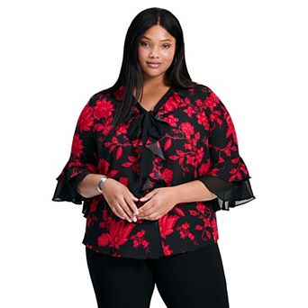 Avenue Women's Plus Size Cassie Frill Shirt